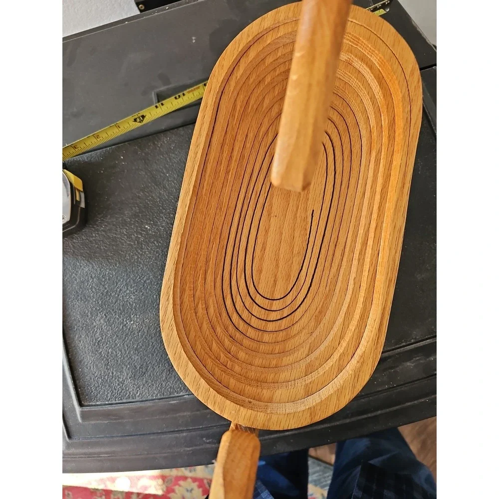 Handmade Amish Made Montana Folding Wooden Fruit Bowl Bread Basket Collapsible